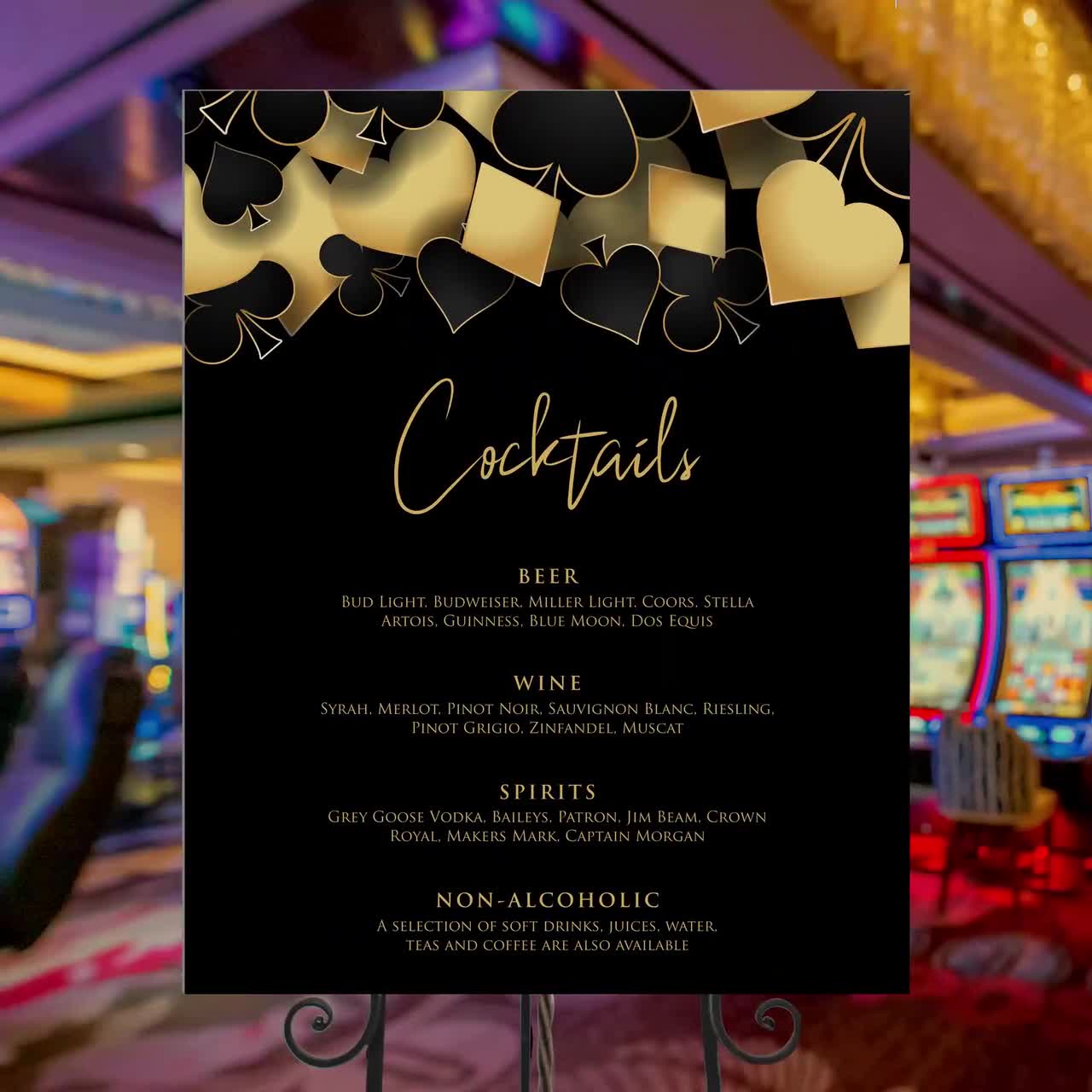 Destiny Las Vegas Casino Party Faux Gold Glitter Invitation Card