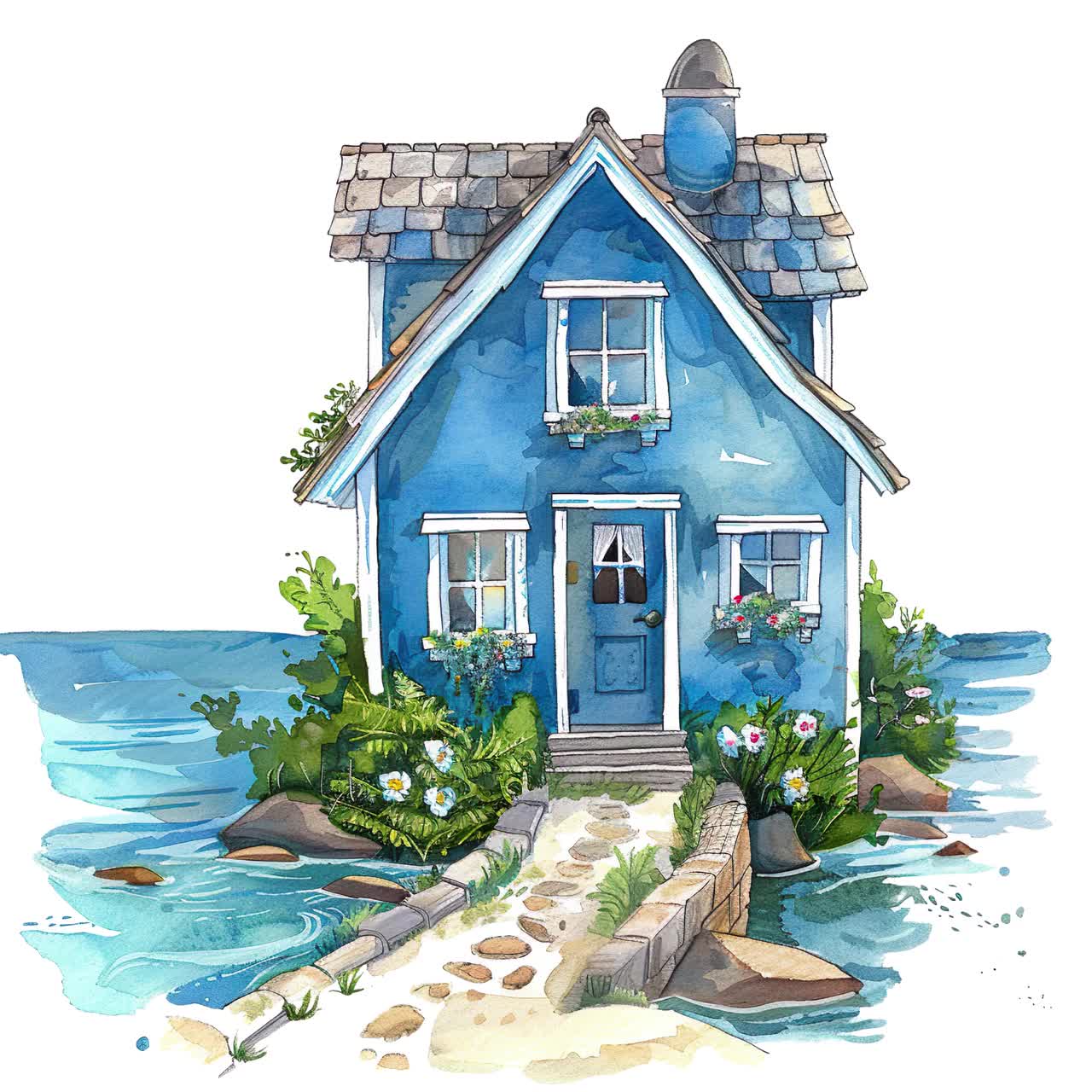 Large, Whimsical, PRINT of fictional homes by the sea. cheapest Available in 2 sizes