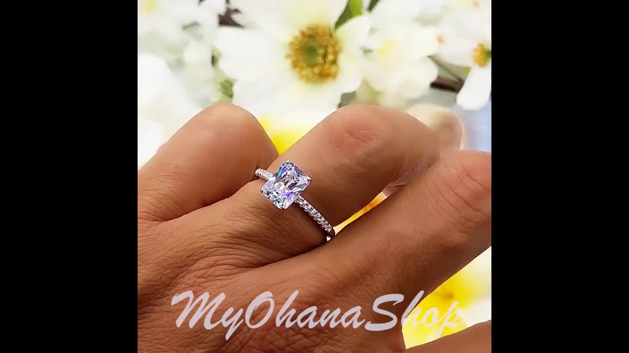Bague De Fiançailles, Femme, En Argent 925/1000, Diamant Moissanite