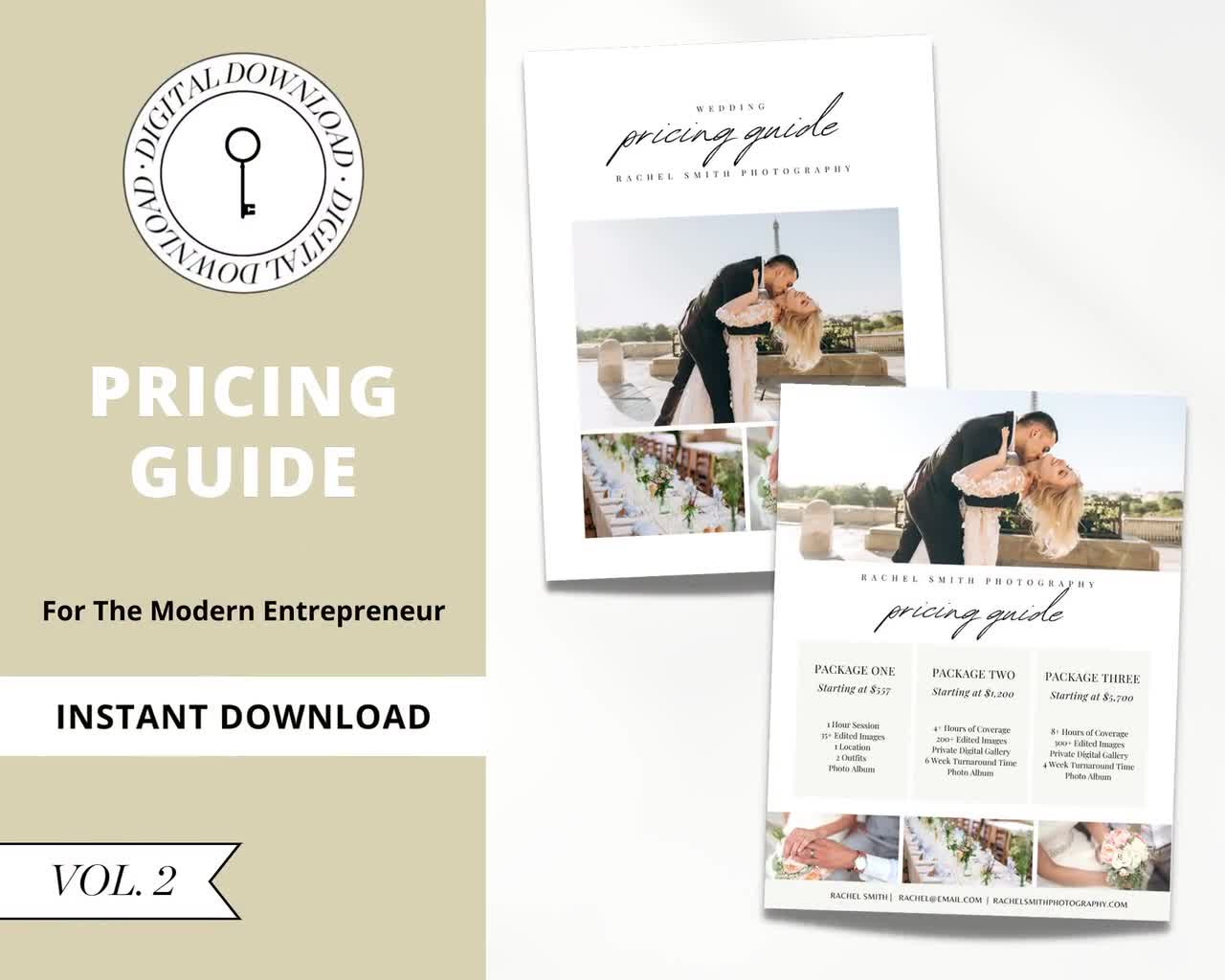 Vol 2 | Photographer Pricing Guide Template | Photography Pricing Packages  | Wedding Family Newborn Pricing | Editable Canva Template