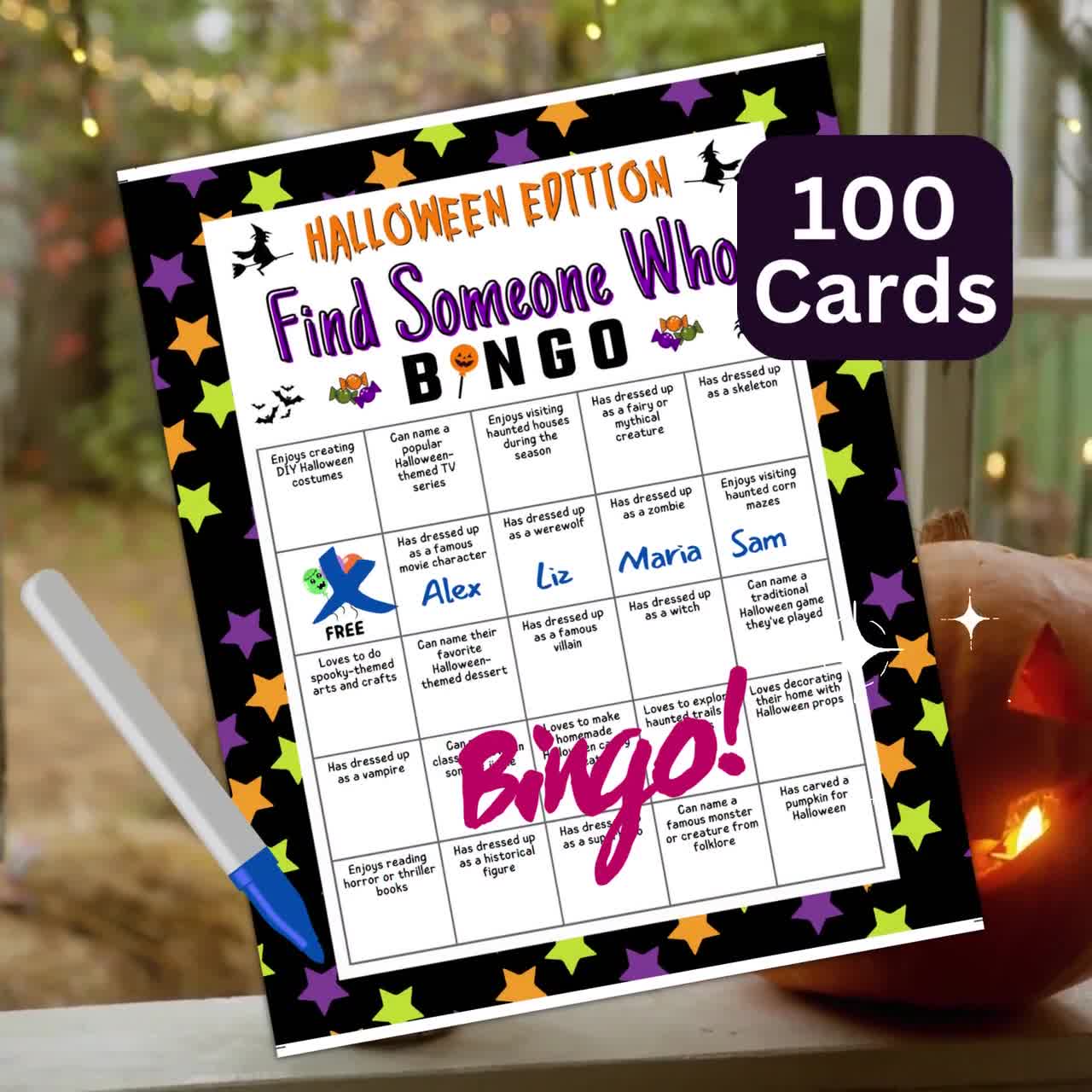 100 giochi di bingo per gli ospiti di Halloween, attività Trova qualcuno  che, PDF stampabile della riunione rompighiaccio, festa Mix and Mingle,  trova la persona che si riunisce -  Italia