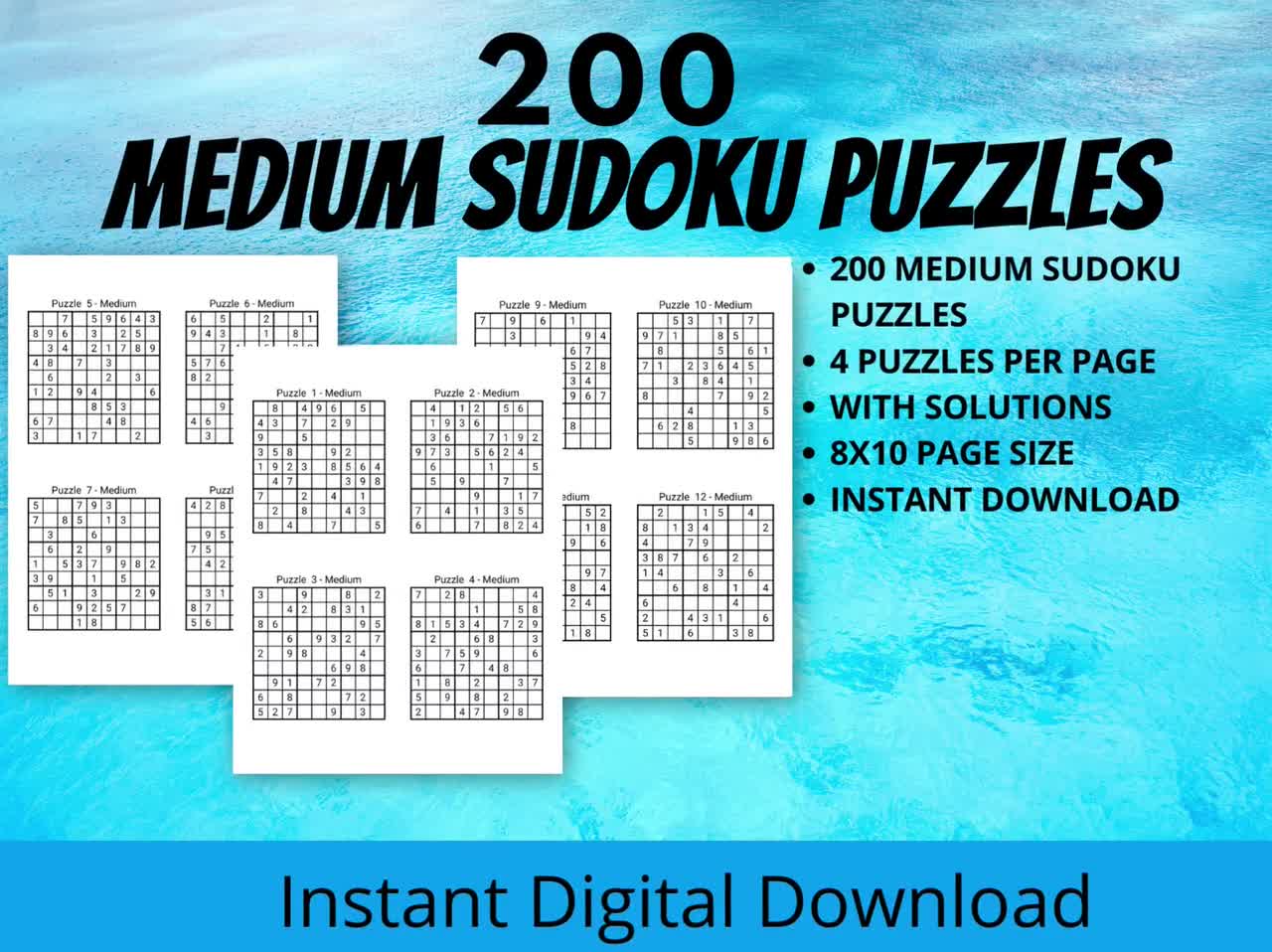 Sudoku Para Adultos Medio Vol.1: 200 Diferentes Sudokus 9x9 nivel medio  Para Adultos y Para Todos Los Que (Paperback) 