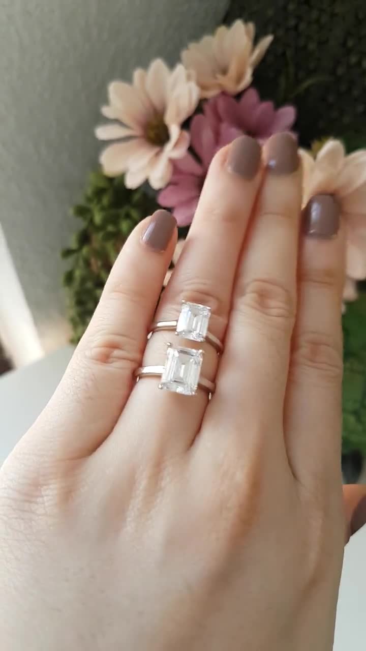 Cz emerald cut deals engagement rings