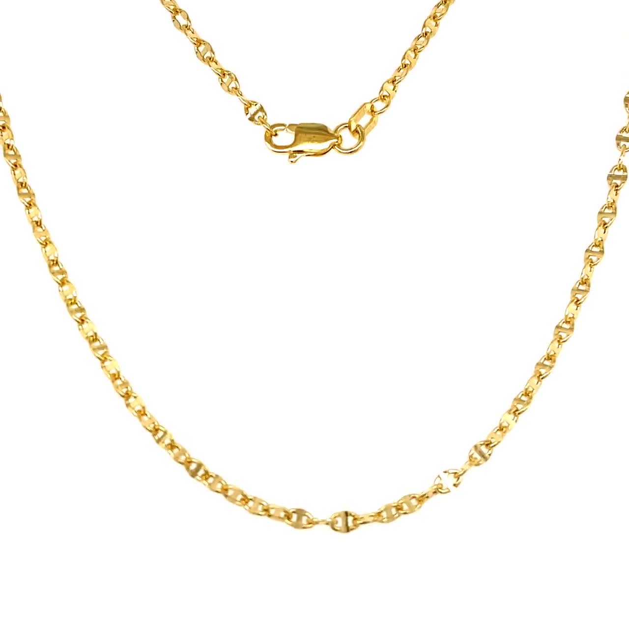  JEWELHEART 10K Real Gold Flat Mariner Chain - 2.4mm Diamond Cut  Anchor Link Chain Necklace For Men - Dainty Gold Pendant Necklace For Women  14: Clothing, Shoes & Jewelry