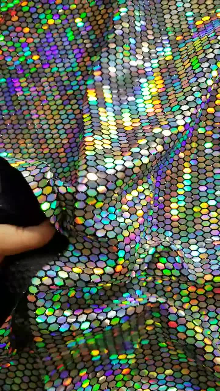 Holographic Geometric Disco Ball Color Shifting Metallic Rave