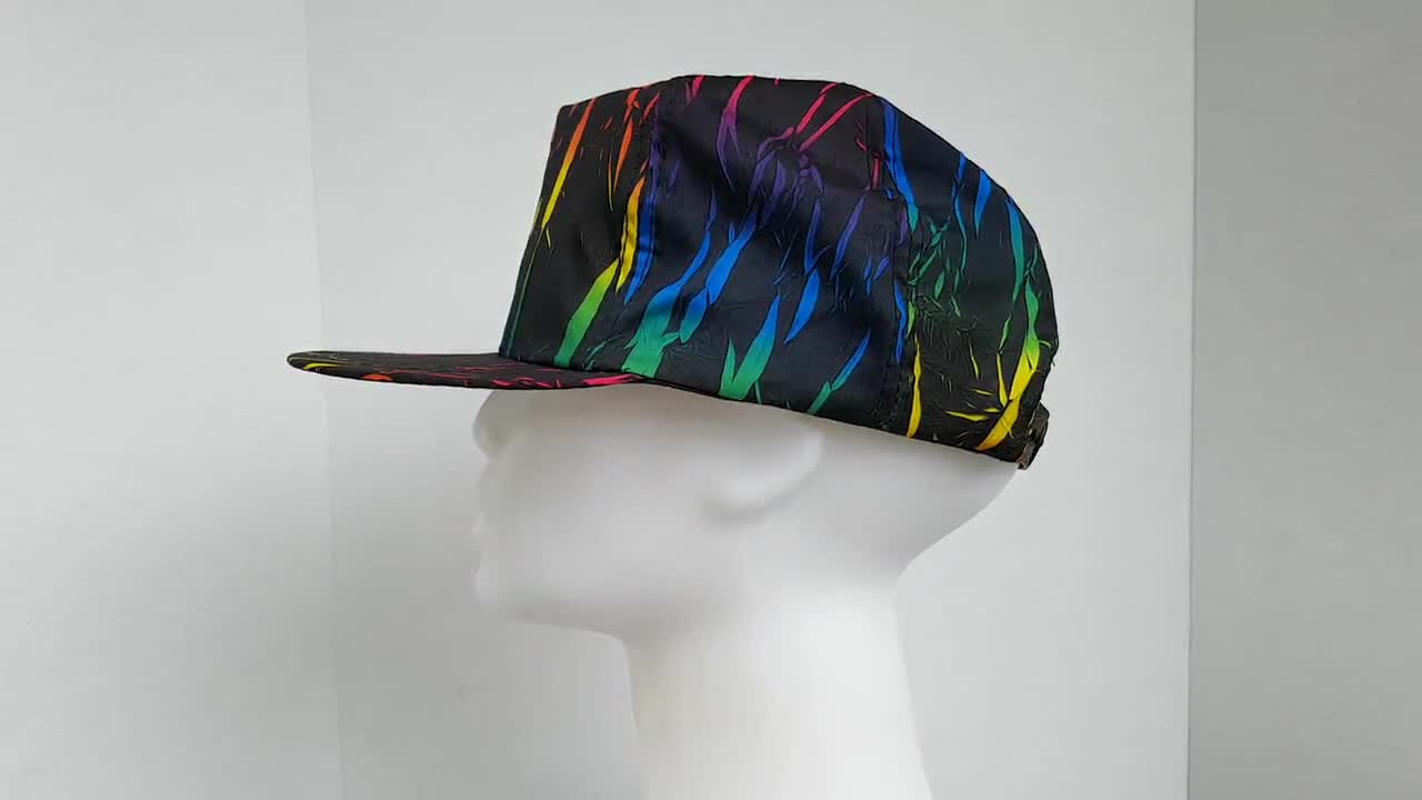 Vintage Rainbow Neon Streaks Black Snapback Hat 80s 90s Retro Aesthetic  Fresh Prince Electric Crackly Multi Color Abstract Funky Psychedelic