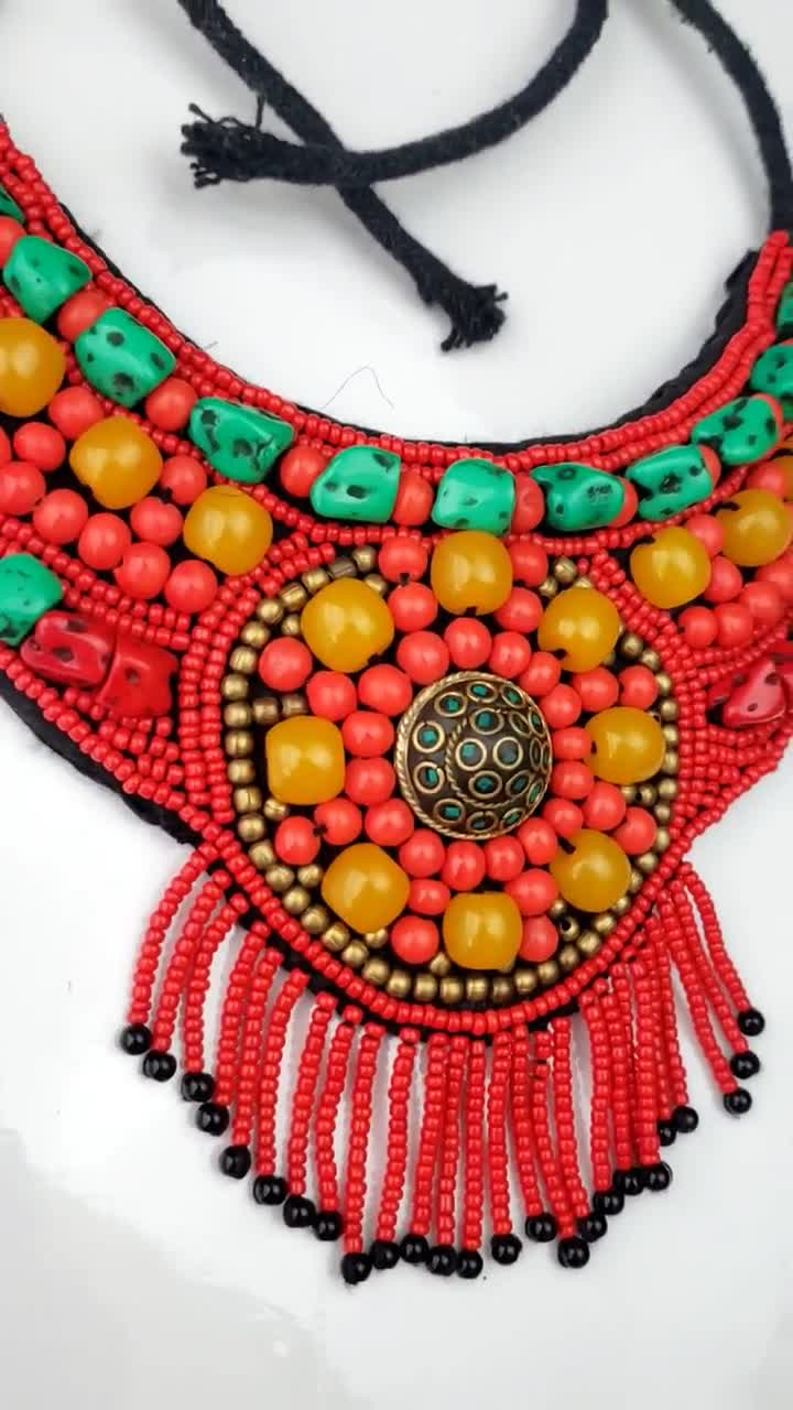 Seed Beads Necklace Green With Tibetan Pendant – beadsnfashion
