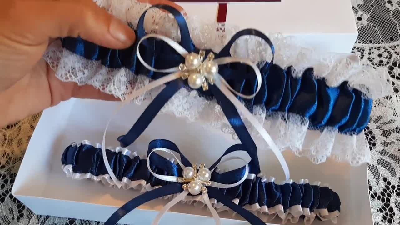 Wedding Garter Blue, Garters for Brides, Blue Wedding Garter Set