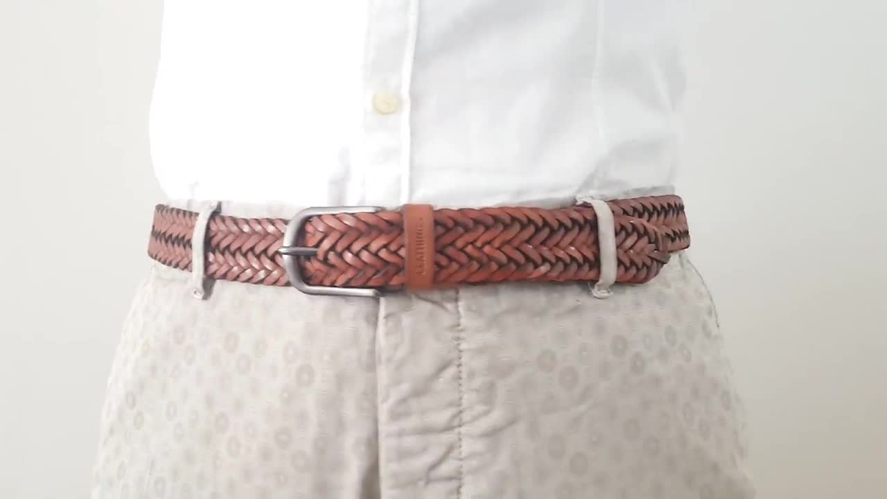 Leather Braid Belt Customizable Gold Buckle Braided Belt Christmas