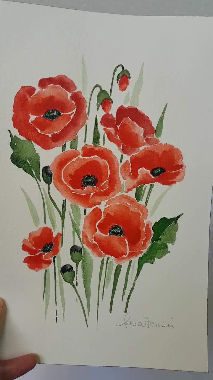 Watercolor Poppy 2-Piece 27 High Framed Wall Art Set - #1H937