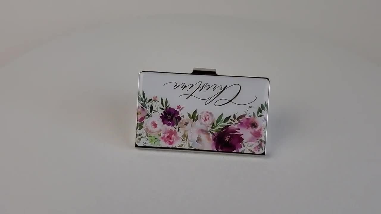 Personalized Business Card Case Pink Purple Flowers Business Card Holder  Metal Credit Card Holder Floral Gift for Women Her Staff Gifts E156 -   Australia