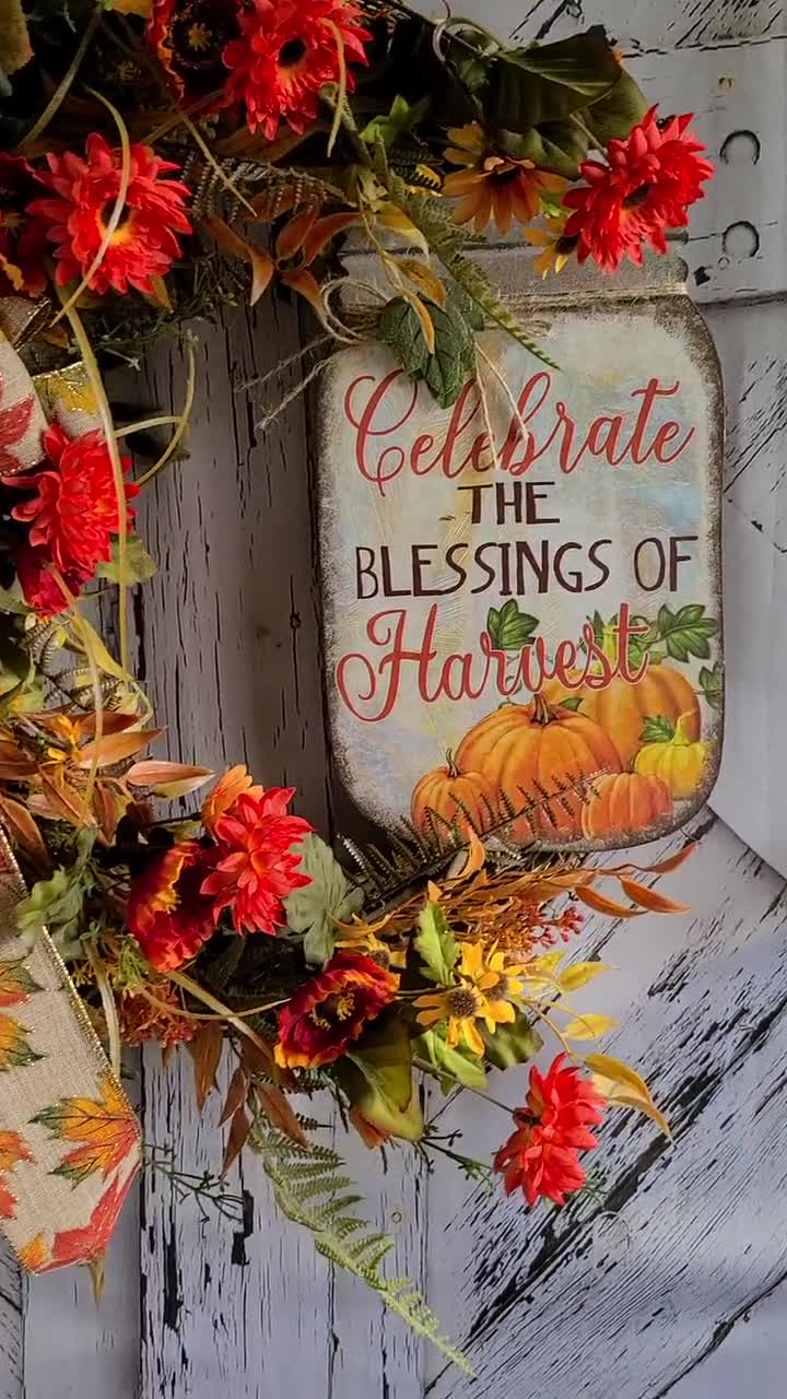 Fall Harvest Blessings Wreath - The Wreath Creator