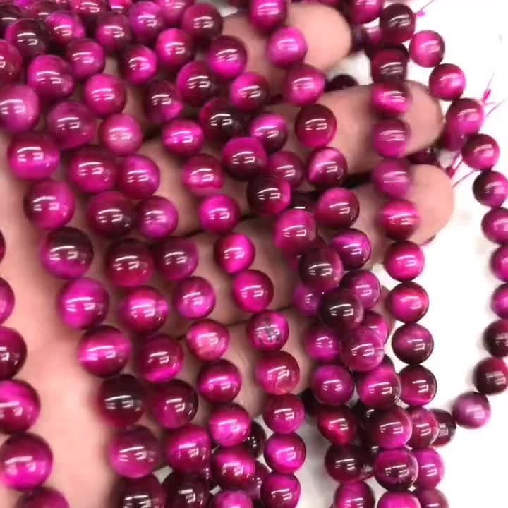 Natural Hot Pink Tiger Eye Round Beads Healing Gemstone Loose Bead DIY Jewelry  Making Design Bracelet Necklace AAA Quality 6mm 8mm 10mm 12mm 