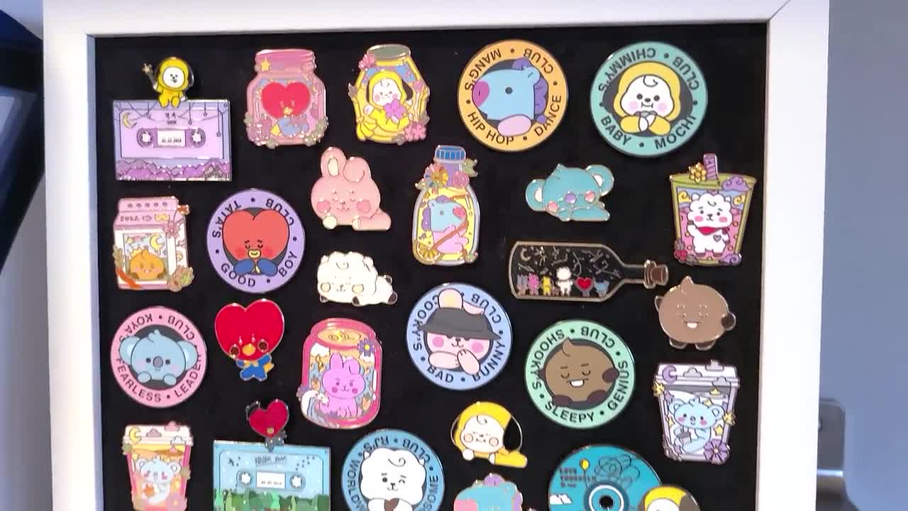 I just made this cute DIY enamel pin display! It only cost about $5 total  and took me around 15 minutes to ma…