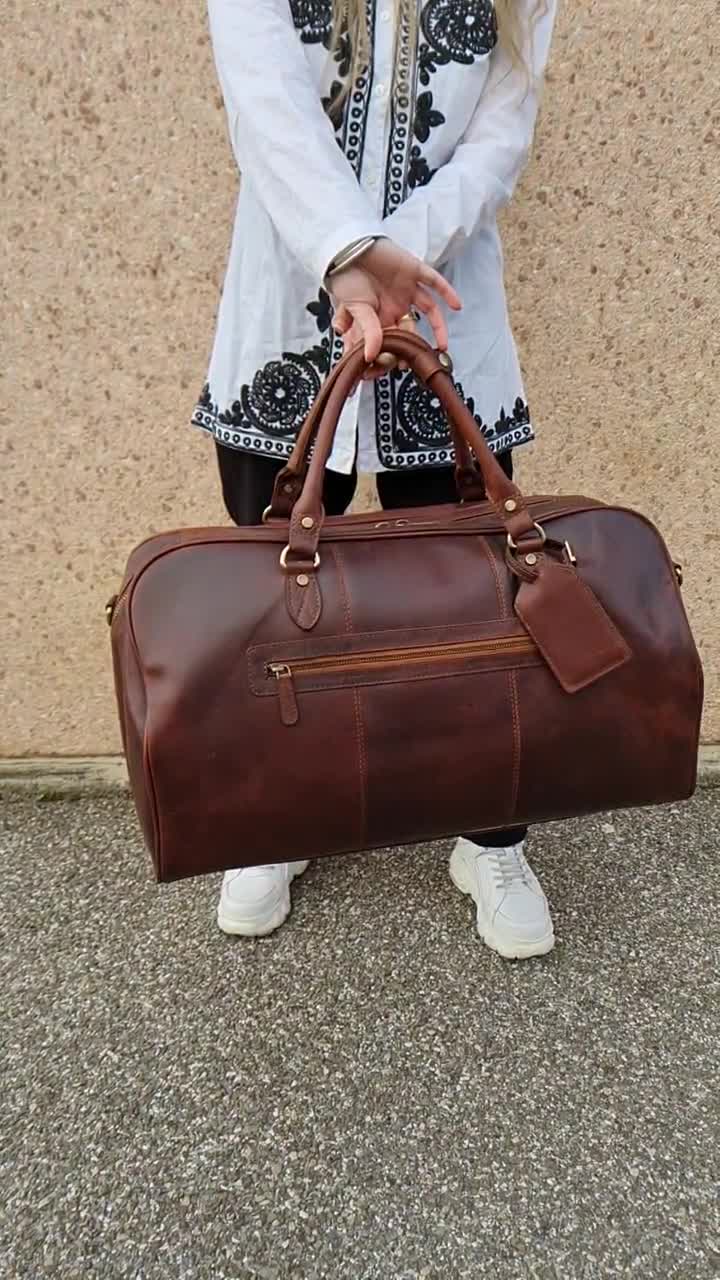 Bolsa de viaje maleta viaje bolso de equipaje bolso deportivo mujer hombre  con asas y correa de cuero bolsa cabina verde marron café -  México