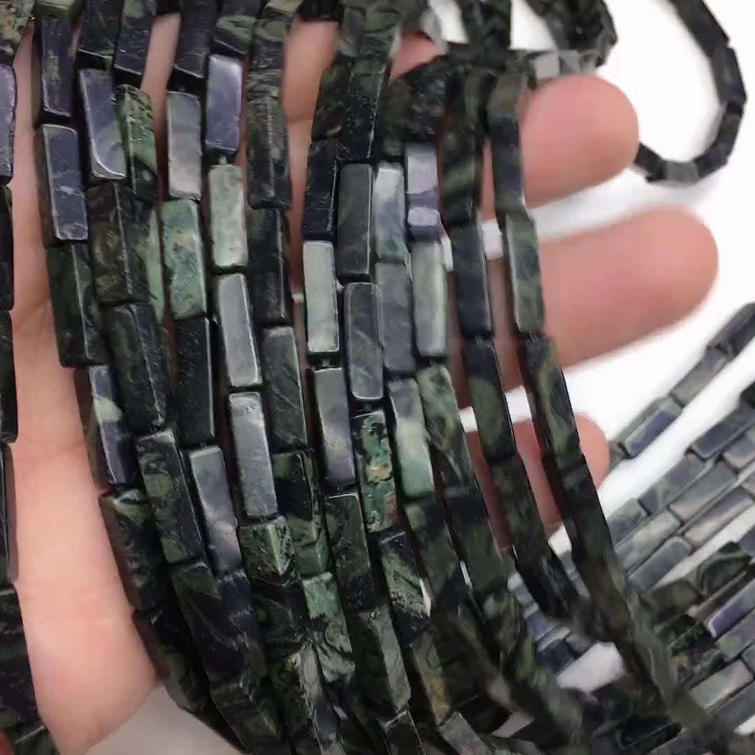 Natural Kamababa Jasper Square Tube Shape Beads Healing Energy Gemstone Loose Bead DIY Jewelry Making Design for Bracelet AAA Quality 4X13MM video poster