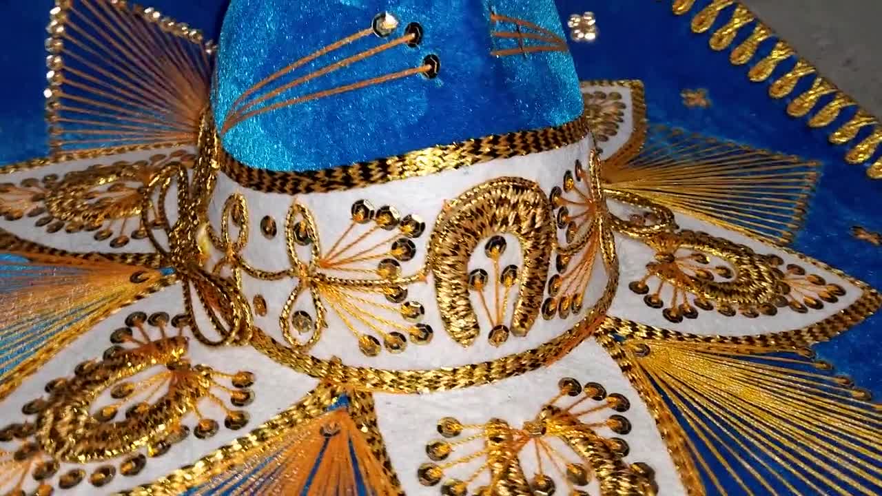 Adulti Festa Messicana Azzurro W/finiture Oro Charro Sombrero per Costume  per 5 De Mayo Mariachi Spedizione Gratuita -  Denmark