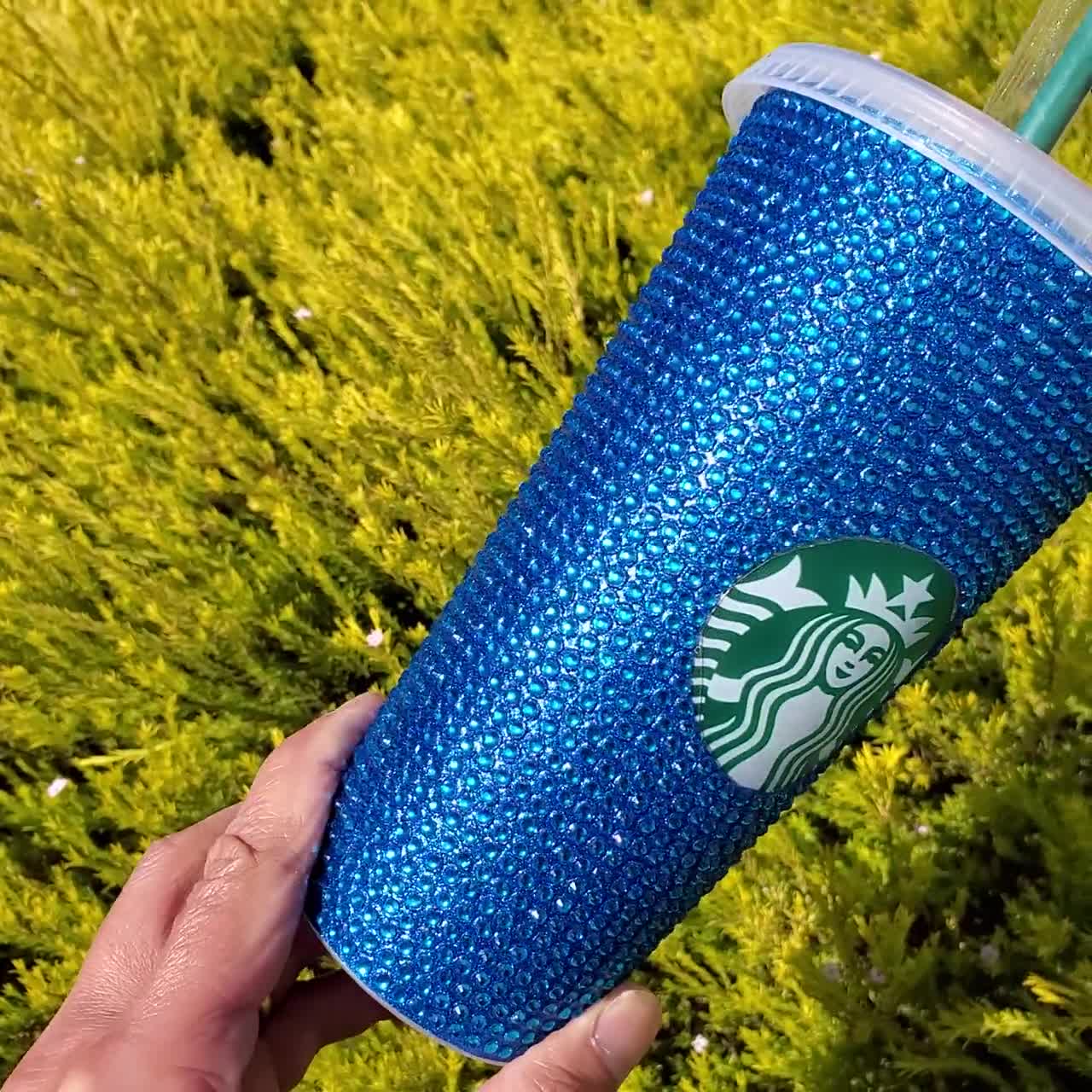 Starbuck$ Rhinestone/glass filled Venti 24 ounce Tumbler – Pawz 4