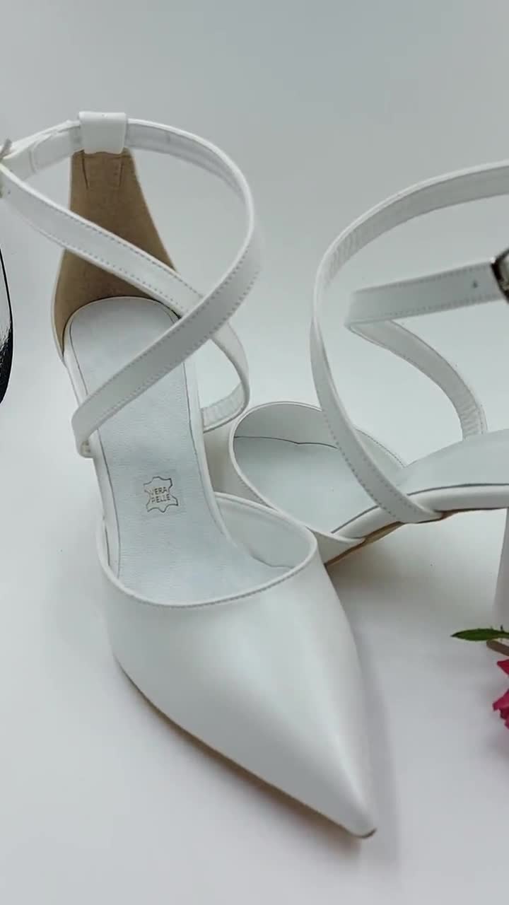 Amazon.com | MYFSPORTS Ladies High Heels 5Cm White Stiletto Pointed Toe  Sandals Low Heel Plus Size Sandals Women Wedding Shoes Bridal Shoes,White,4.5  | Heeled Sandals