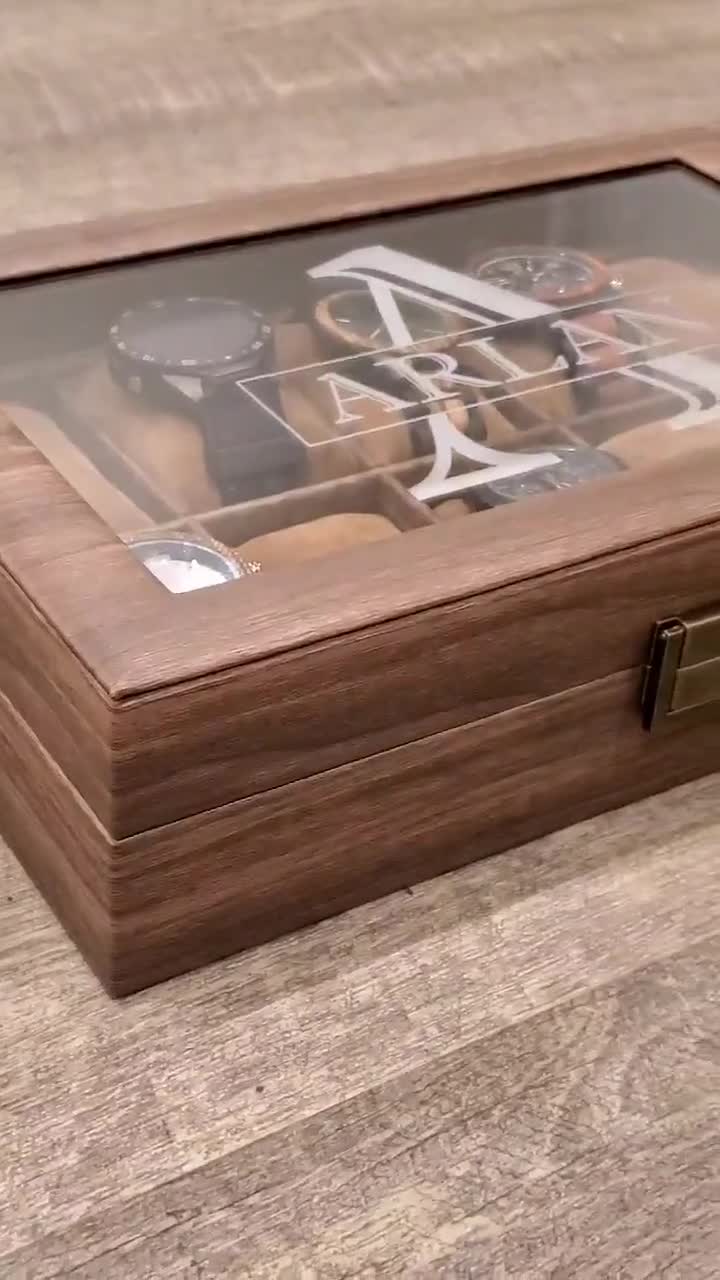 Personalized Watch Box, Watch Box for Men, Groomsman Gift, Best Man Gift, Watch Case, Gift for Dad, Watch Holder, Christmas Gift For Him video poster