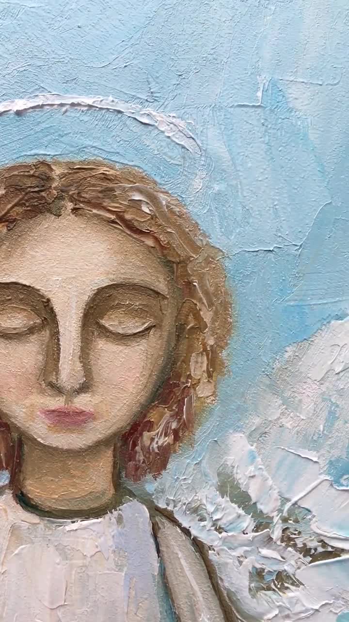 天使の絵画 守護天使 オリジナルアート 天使の羽 壁アート 天使