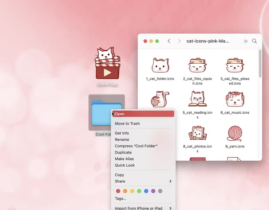 Cute Cat Folder Icons Neutral Denim Windows and (Instant Download