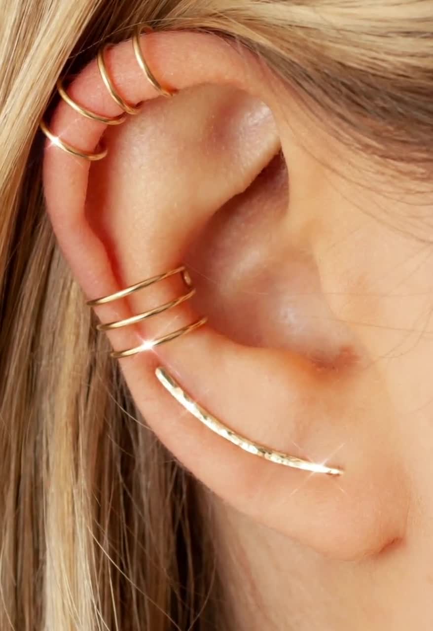 Helix Earring Cartilage Cuff - Spiral Pattern Fake Piercing - Hand