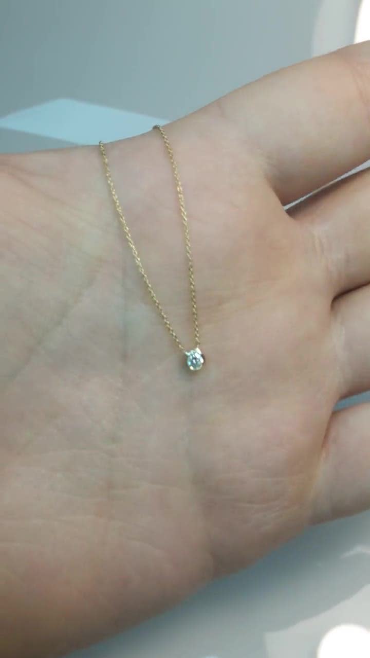 Solitaire Diamond Necklace 1/4 ct tw Round-cut 14K White Gold 18