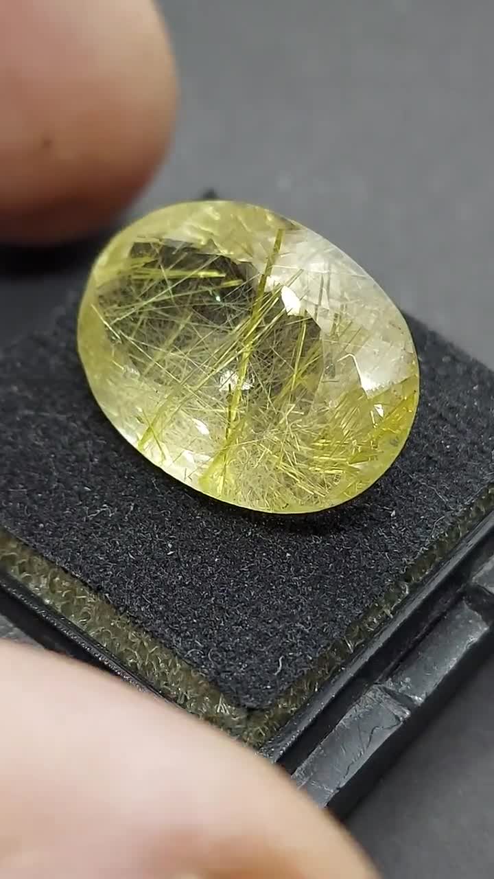 Buy Beautiful Gemstone natural stone very Rare Golden Rutile Quartz hand made faceted oval 37×27 mm jewelry making Flawless-eye clean Clarity