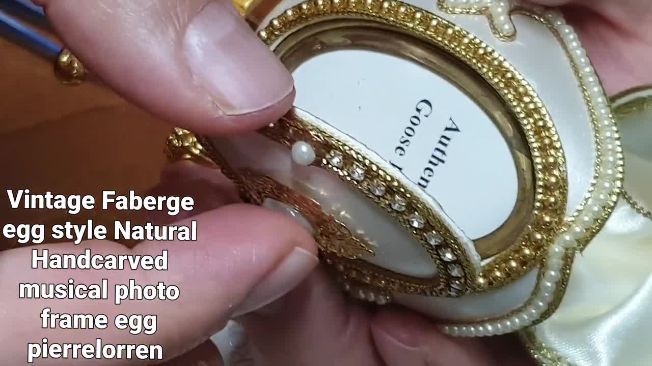 最後の1つ ファベルジェスタイルの卵 ヴィンテージ ホワイト ファ