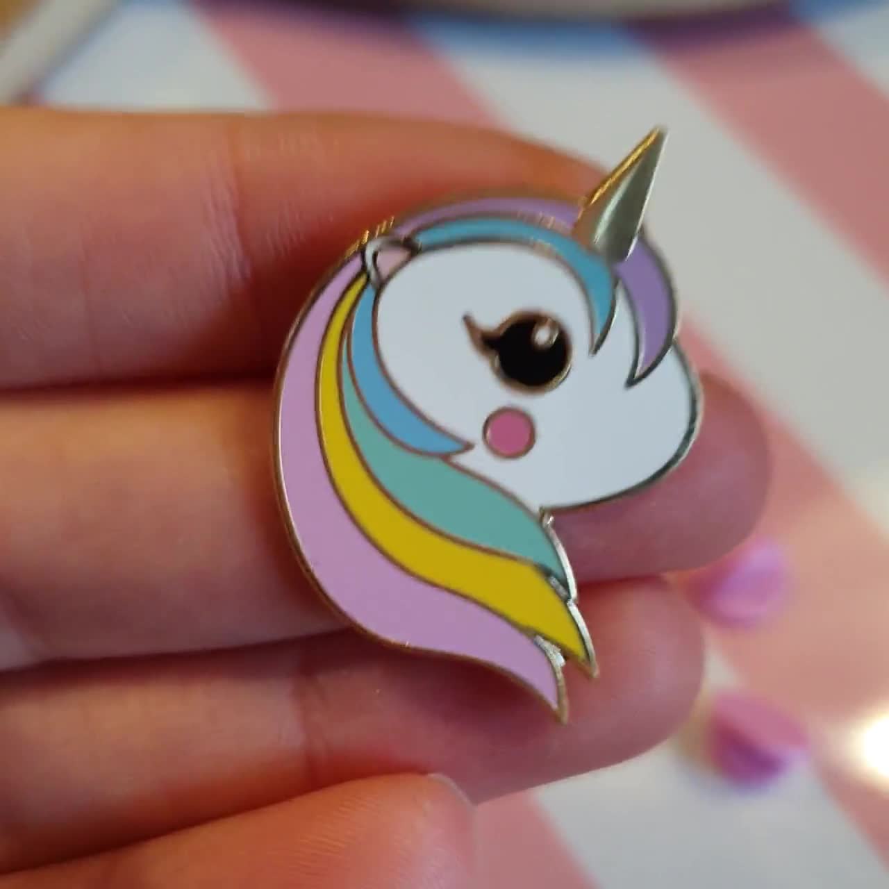 Unicorn rainbow enamel pin badge is a cute kawaii gift for her or