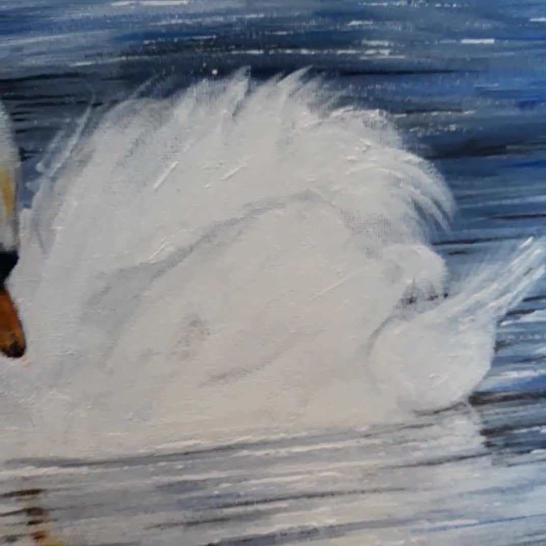 白鳥の絵画、白鳥の湖のアート、キャンバスに描かれたオリジナル