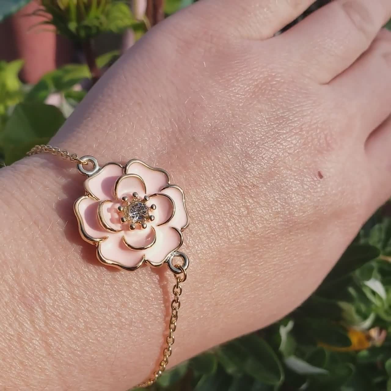 Pink Flower Bracelet