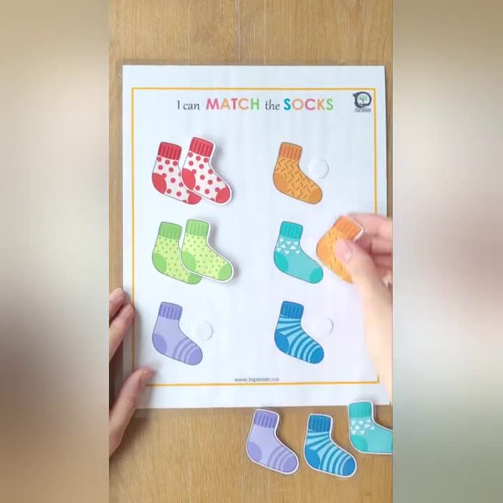 Kids Activity Socks Matching Busy Book Printable, Toddler Activities,  Toddler Colorful Socks Printable, Color Matching for Kids 