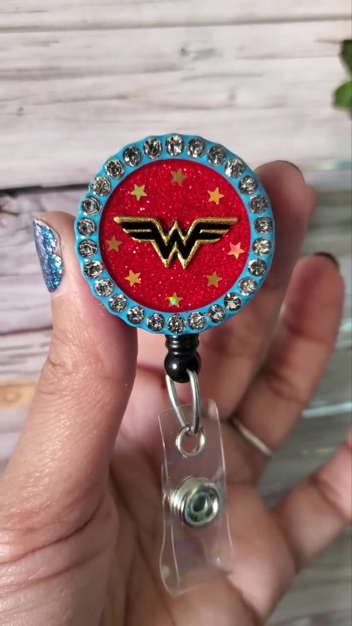 Wonder Woman Golden Lasso Heart Lanyard Retractable Reel Badge ID Card  Holder