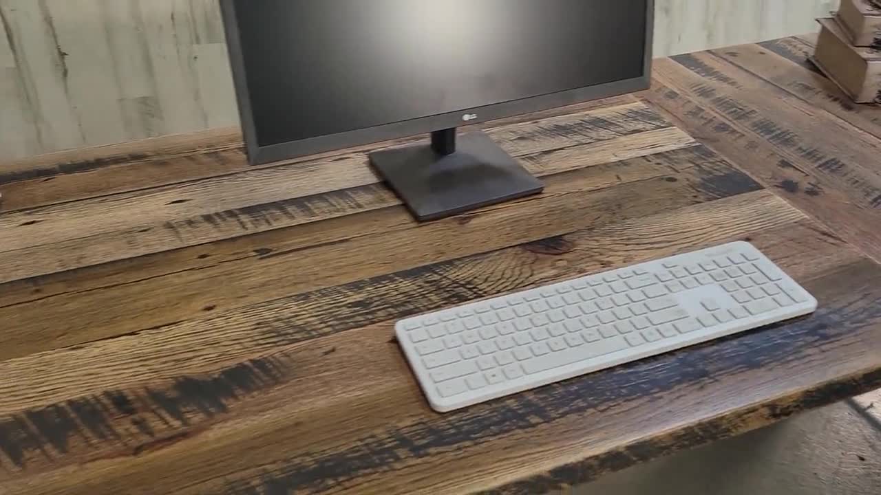 Escritorio de computadora en forma de L recuperado, escritorio de esquina  rústico y moderno, escritorio de oficina de madera de granero, escritorio  de esquina industrial con cajones, escritorio de madera grande 
