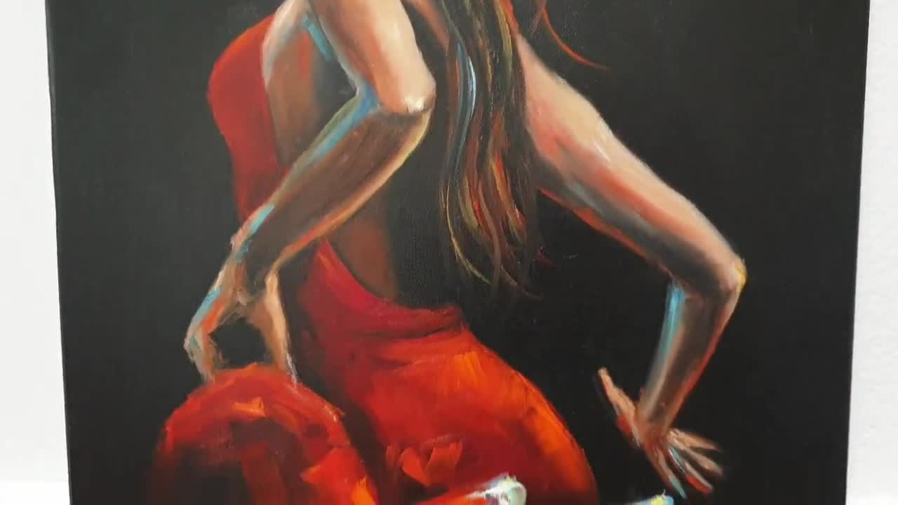 Flamenco painting dancer artwork Seville spain wall art Barcelona dance art  original classic painting Dance teacher gifts