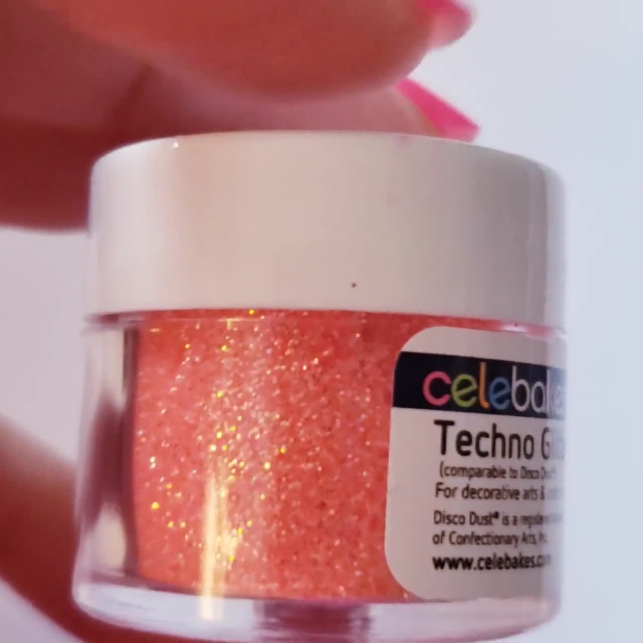 Celebakes Techno Glitter, Miami Orange, 5 grams