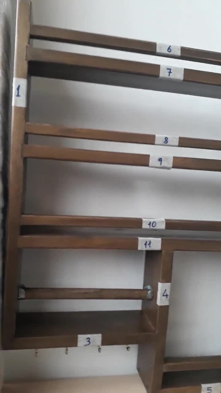 Organizador de especias de madera montado en la pared, soporte para tarros,  estante de especias rústico para almacenamiento y organización de especias,  estantes para ahorrar espacio en la cocina -  España