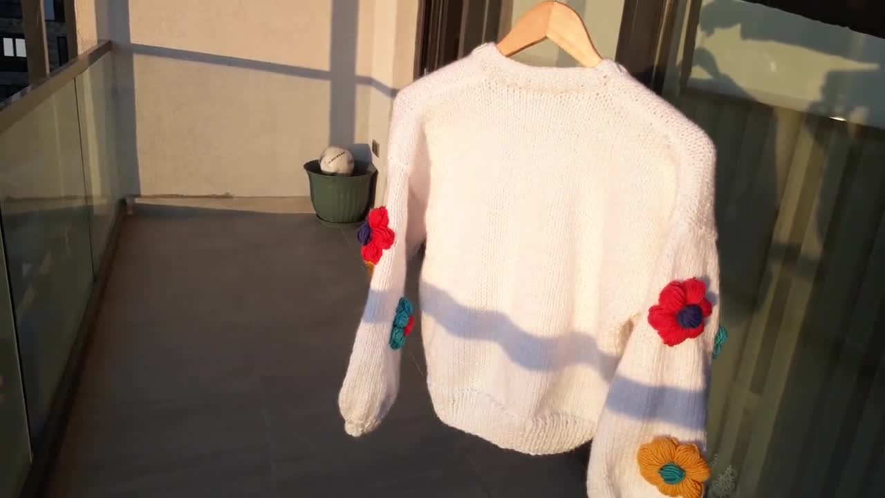 Daisy Cardigan for Woman, Multicolor Hand Knit Jacket Women