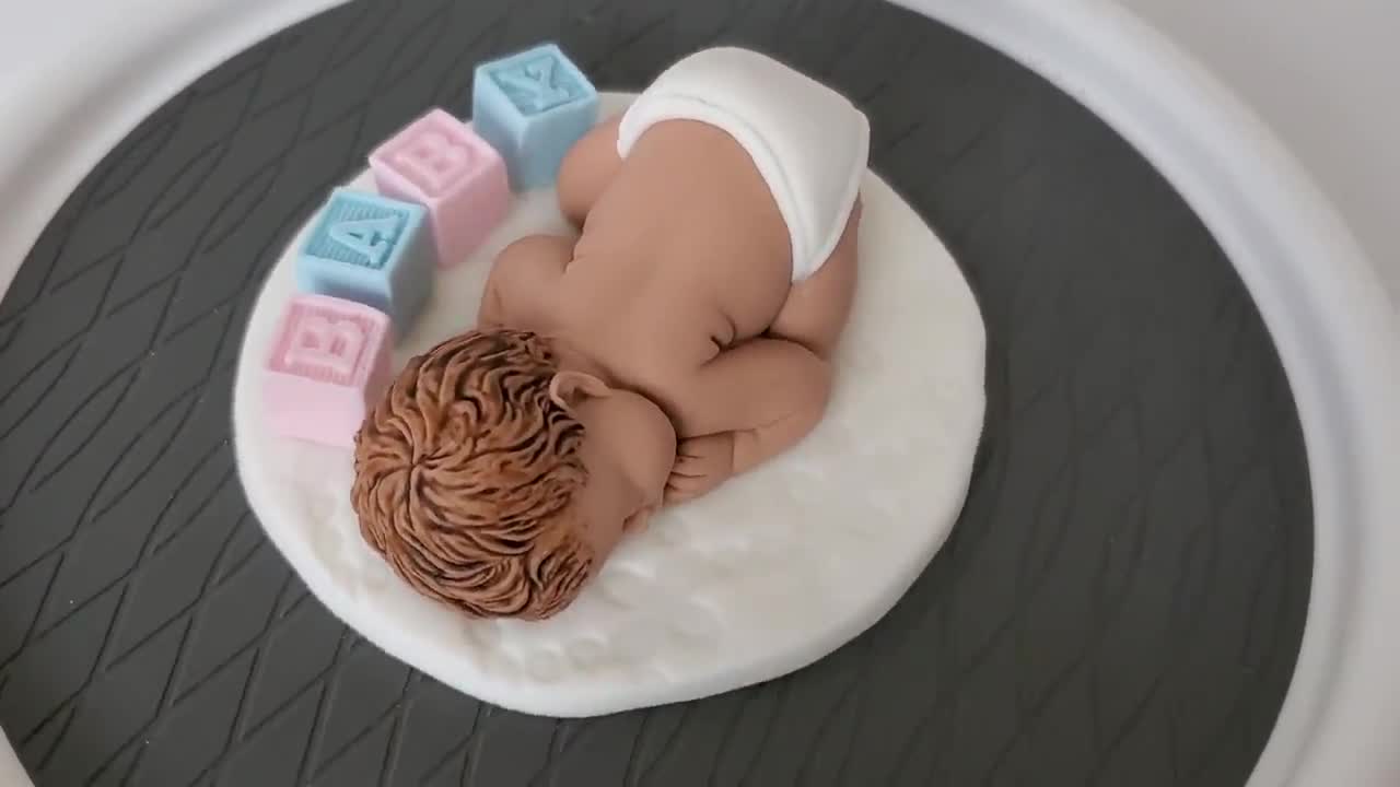 Sleeping Baby Cake Topper, Baby Blocks Baby Shower, Fondant Cake Topper,  Naked Baby, Fondant keepsake, Baptism, Christening, Handmade Edible