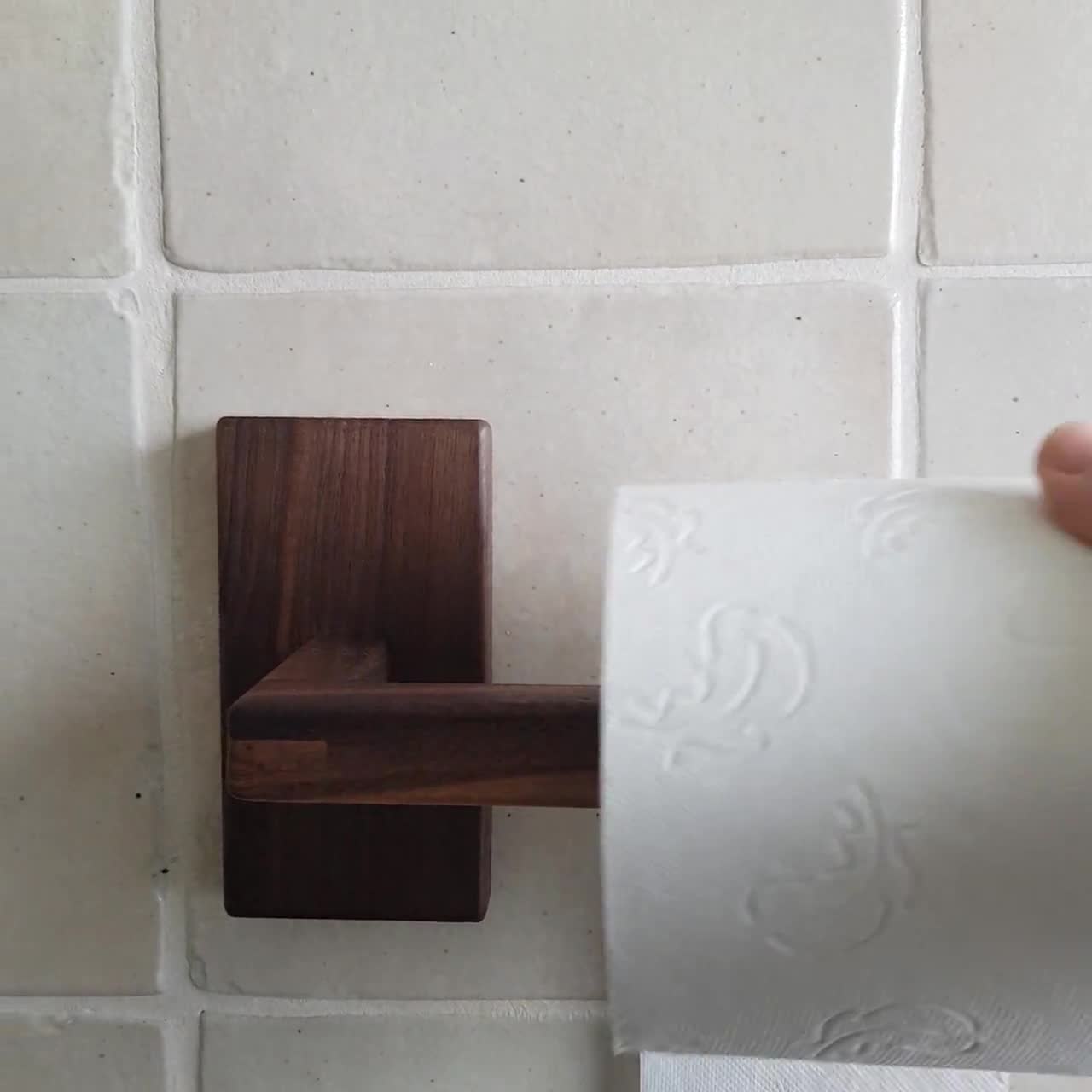 Porta carta igienica nera, Porta rotolo di carta igienica in legno -   Italia
