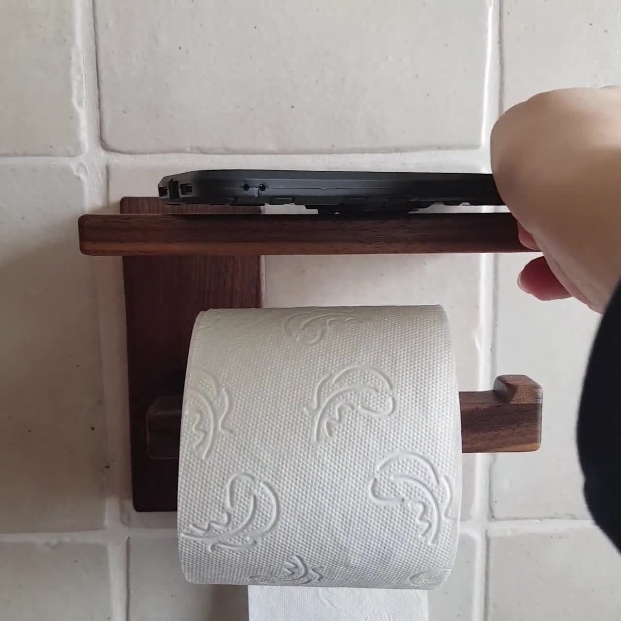  Soporte de papel higiénico montado en la pared para baño con  estante, tubo de agua de hierro forjado, tablero de madera, soporte para  rollo de papel higiénico con tornillo retro con