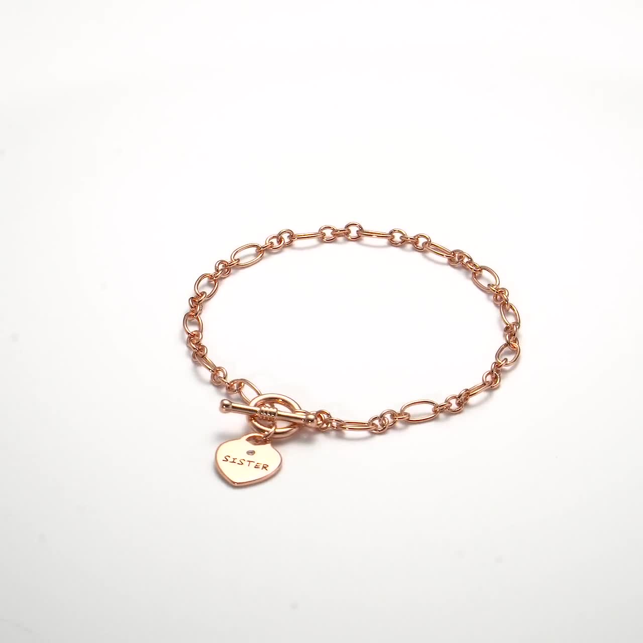 Rose Gold Plated Sister Charm Bracelet Created with Zircondia® Crystals by  Philip Jones