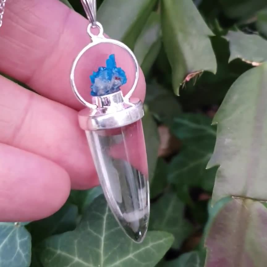 Ciondolo/Ciondolo Scolecite Cavansite Rosetta CARICO 925 + Catena 20