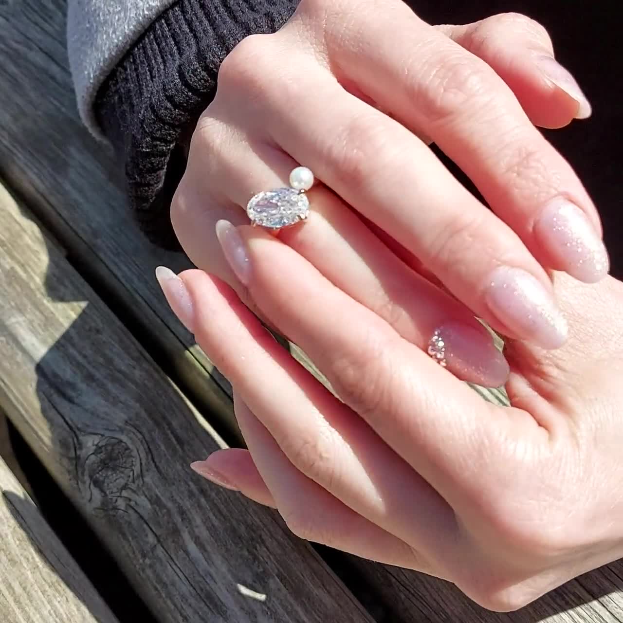 Gra 5.0ctモアッサナイトの婚約指輪女性14 18kホワイトゴールド