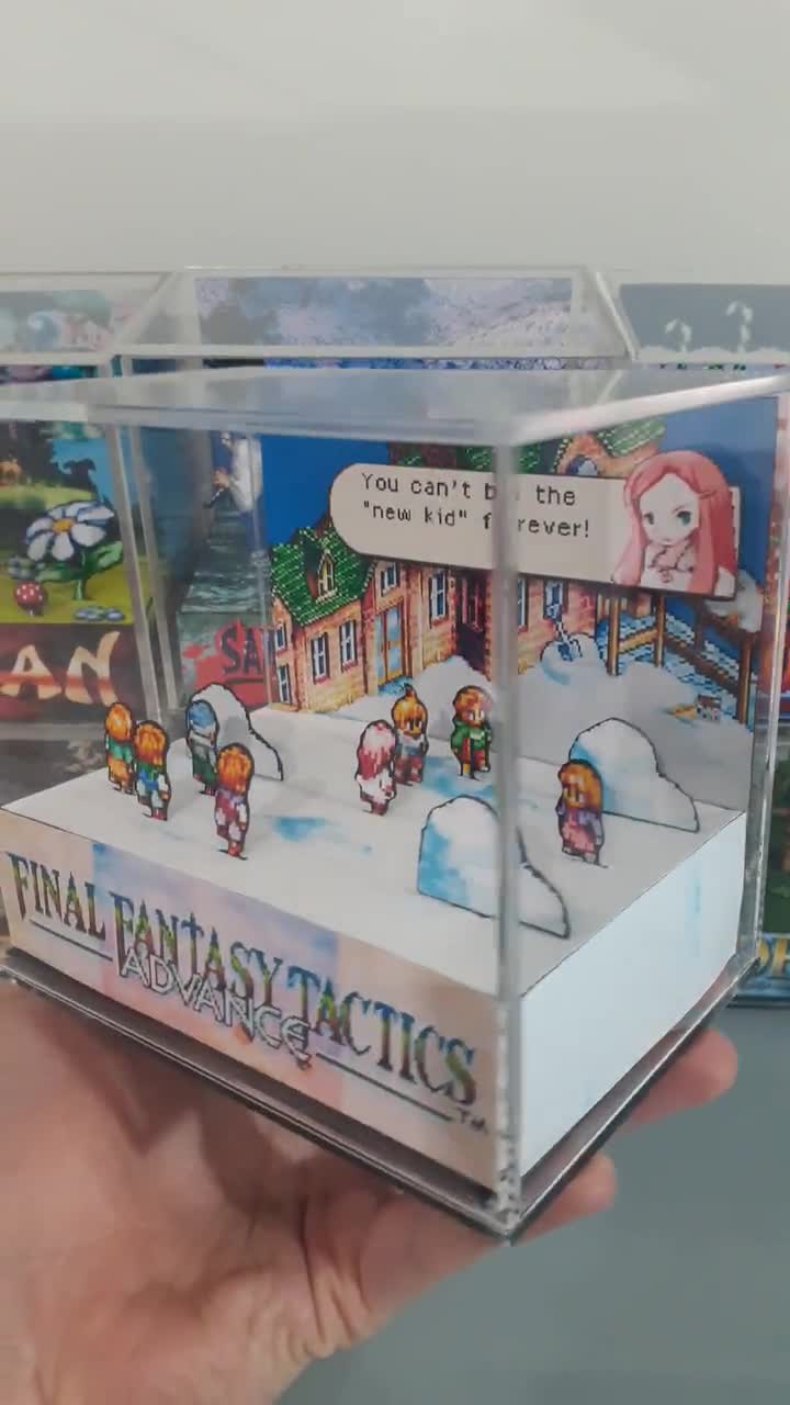 Final Fantasy Tactics Cube Diorama - 3D videogame - Gift for Gamer