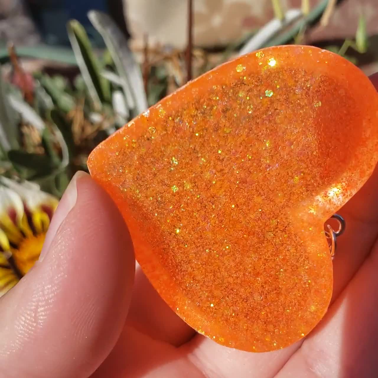 Bright Orange Weed Leaf Keychains: Neon Orange Semi-translucent