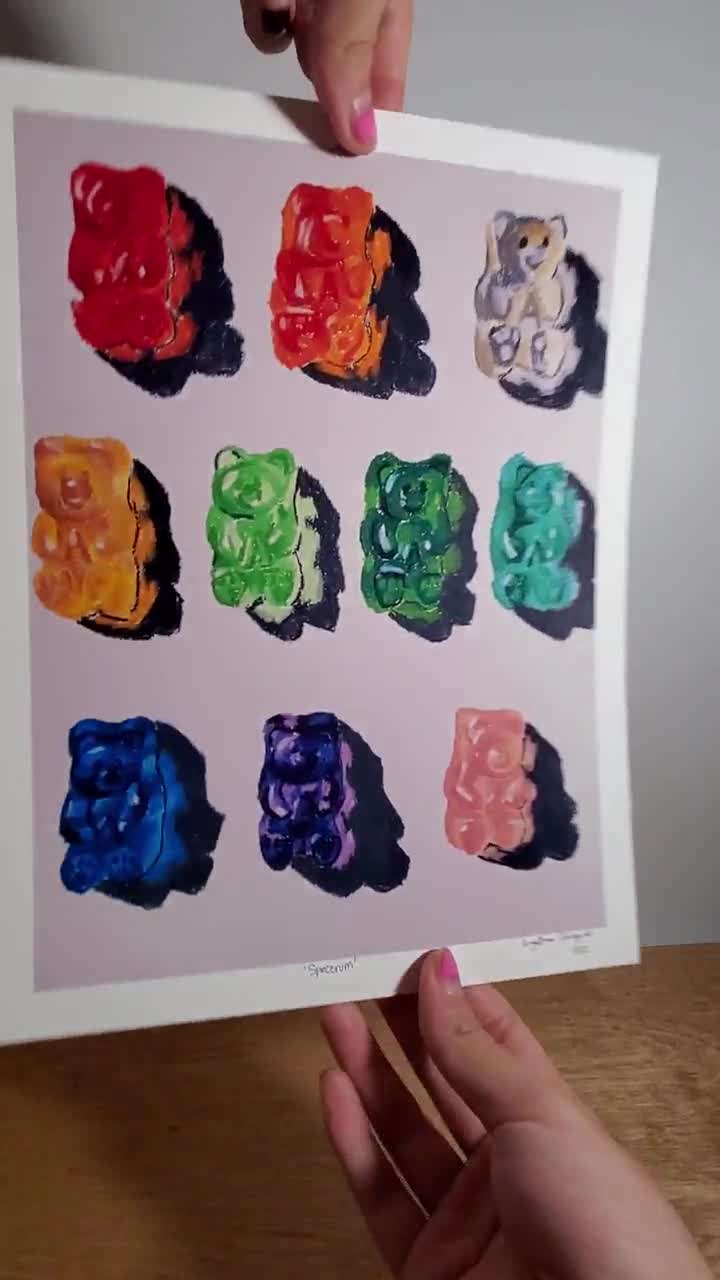 Gummy Worm Oil Pastel Drawing Letter Sized Matte Art Print