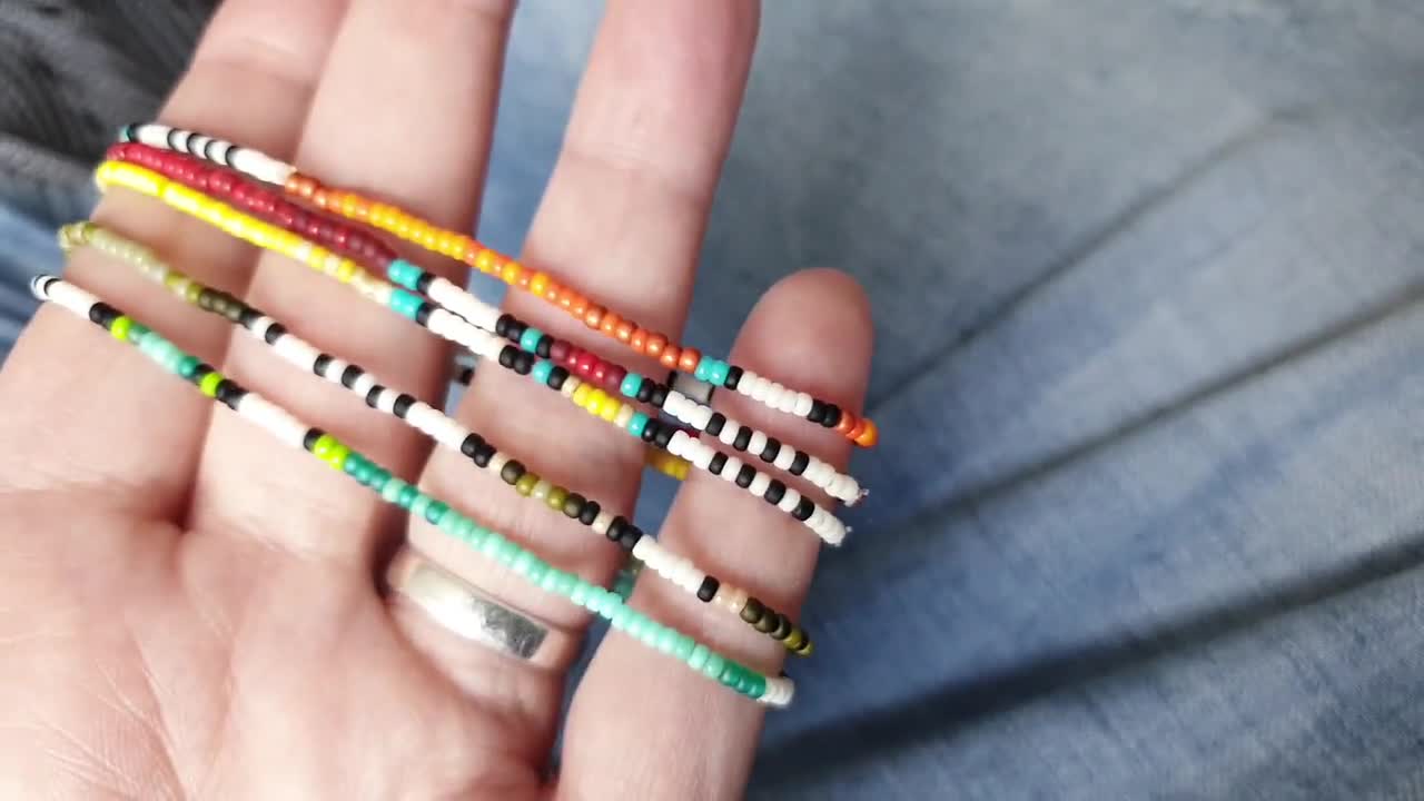 Multi Color Seed Bead Stretch Bracelets – Stones + Paper